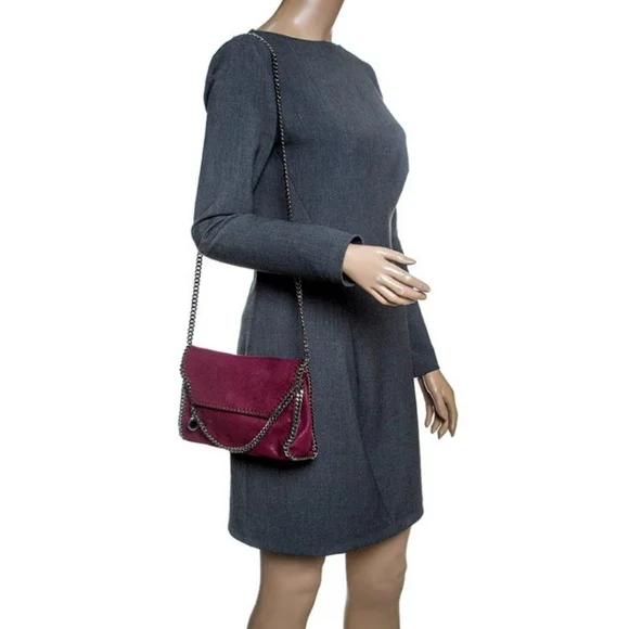 Stella McCartney Faux Leather Falabella Shoulder Bag Burgundy - Picture 5 of 14